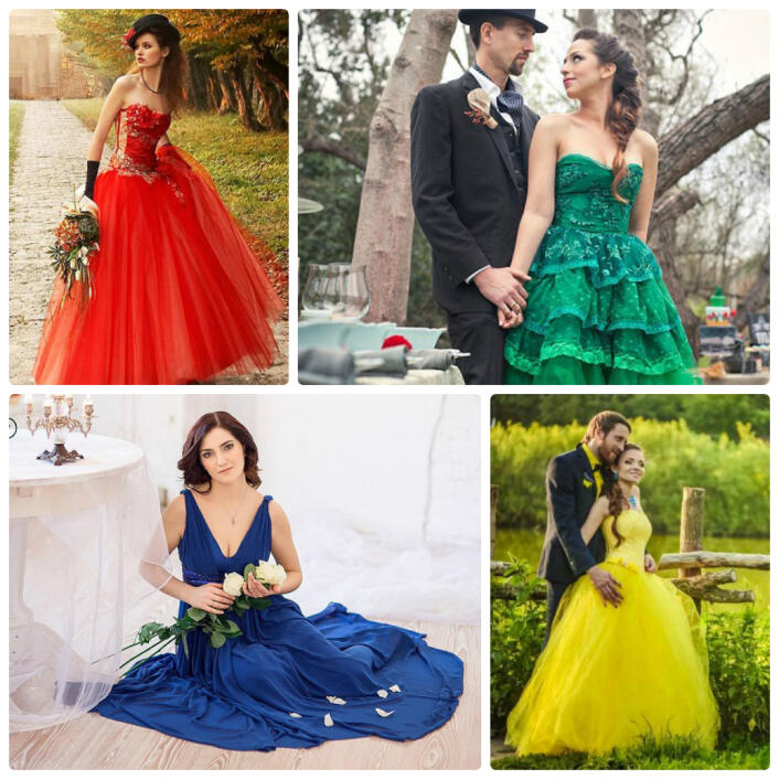 цветные свадебные платья