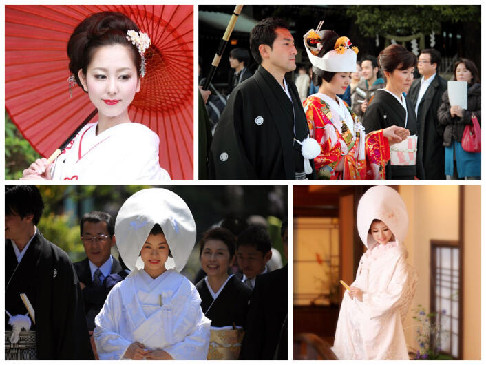 японская свадьба в японском стиле платье невесты и костюм жениха